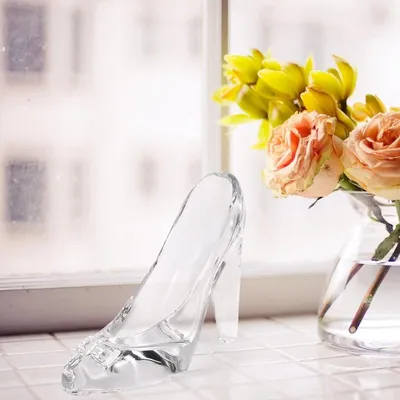 Imagen del producto de Zapatos decorativos de cristal, con tacones altos, de 13 x 11 x 6,5 cm, ideales para bodas