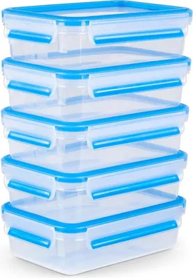 Image de Lot de 5 boîtes de conservation de 8 litres, 100 % étanches et à fermeture hygiénique