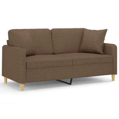 Obrázok produktu pre vidaXL 2-miestna pohovka s dekoratívnymi vankúšmi hnedá 140 cm látka