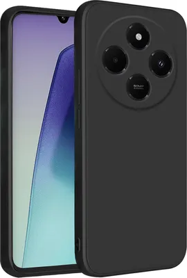 A black phone case is shown next to a smartphone.