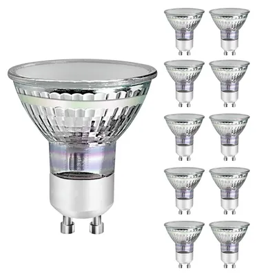 Imagen del producto de ZMH GU10 LED, luz cálida blanca, 3W. Reemplaza una bombilla incandescente de 30W. Temperatura de color: 3000K. Lámpara de bajo consumo. Ángulo de iluminación: 110°. Foco. No regulable. Reflector. Bombilla. Foco LED GU10 (paquete de 10)