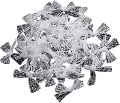 Produktbild von Allecto Plus – 100 weiße Spitzenbänder, 4 x 55 cm – Mini-Spitzenbänder, fertige dekorative Schleifen – Vintage-Spitzenbänder für Geschenkverpackungen, DIY-Projekte und Haaraccessoires.
