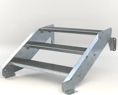 Produktbild von Stahltreppe 3 Stufen bis Höhe 64 cm, Laufbreite : 90 cm kein Geländer ST 1 (31 / 31 mm)