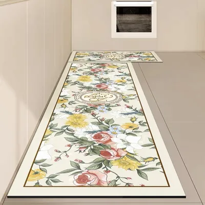 Obrázek produktu pro Protiskuzová podložka do kuchyně, rozměry 60 x 180 cm, s květinovým vzorem