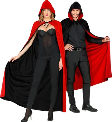 Productafbeelding van Capuchonponcho, zwart/rood, 140 cm