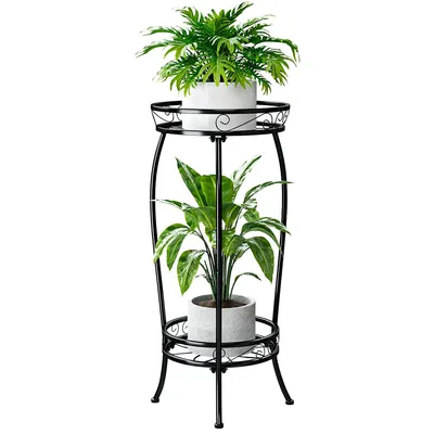 Produktbild von Blumentreppen, Pflanzenständer Metall, 27 Zoll Blumenständer Pflanzenständer, 2-stufige Blumentopf Ständer Blumentopfhalter für Drinnen & Draußen