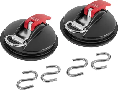 Obrázok produktu pre alca® Prísavné nástavce, nosnosť 10 kg v sade 2 ks s dvojitými S-hákmi extra silné upevňovacie príslušenstvo pre markízy na autá stany plachty na kempovanie