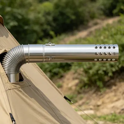 Produktbild von unho Zeltofen Zubehör Set, Kaminrohr mit Winkelrohr, Reinigungsbürste, Edelstahl, hitzebeständig, für 60 mm Rauchrohre Camping und Outdoor