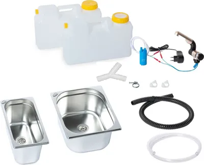 Immagine prodotto di 230V mini cucina vendita kit stand lavello 325x265x150x 325x176x150 doppia vasca