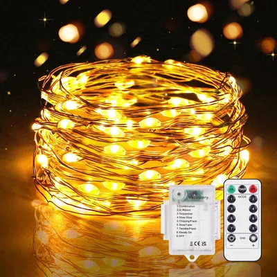 LED-Lichterkette, 5 m, 50 LEDs, batteriebetrieben, IP65, Timer, Fernbedienung