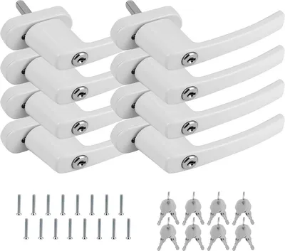 Produktbild von Wolketon Fenstergriff Aluminium abschliessbar 8 Stueck Kindersicherung Fenstersicherung mit Schloss in Stiftlaenge 35cm Fensterschloss Alu Fensterschloss Tuergriff