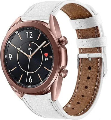 Produktbild von Strap-it Samsung Galaxy Watch 3 41mm Lederarmband (Weiß)