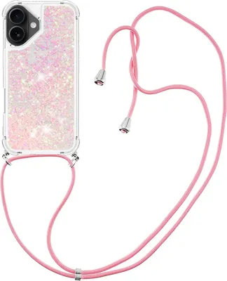 Produktbild von iPhone 17 Hülle - Coverup Liquid Glitzer Back Cover mit Handykette - Pink