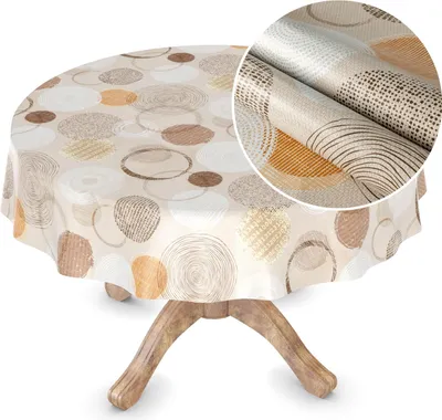 Produktbild von Tischdecke Wachstuch MIMOSA Ornamente Beige Robust Wasserabweisend Rund 120 cm