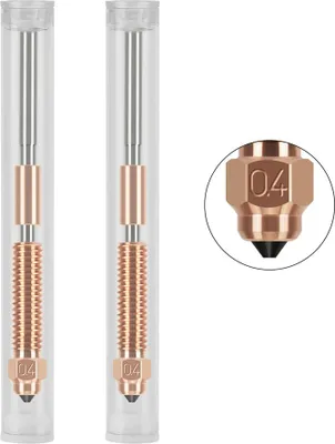 Zdjęcie produktu dla 2 SZT. dysza 0,4 mm, wysoki przepływ, obsługuje szybkie drukowanie, dysza ze stopu miedzi i stali hartowanej, kompatybilna z drukarkami 3D Creality K1C/K1 max/Ender 3 V3/Ender 3 V3 Plus, konstrukcja szybkiej wymiany, podwójna dysza metalowa, części do drukarek 3D