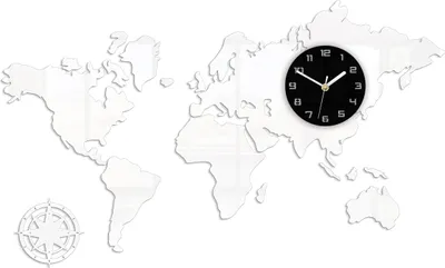 Produktbild von Wanduhr Weltkarte 120X70 Weiss