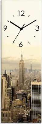 Produktbild von ARTland Glas Wanduhr Quarzuhr - schwarzer Zeiger Skyline Manhattan - New York Größe: 20x60 cm