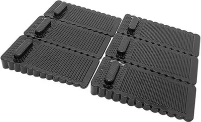Image de Ibenzoa® : Lot de 6 butoirs de porte réglables, noirs – en caoutchouc résistant aux rayures et non toxique, antidérapant, avec un design biseauté, empilables jusqu'à 80 mm, adaptés aux sols en moquette, carrelage et parquet, pour portes en bois, métal ou verre