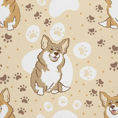 Produktbild von OUTDOOR DEKOSTOFFE OXFORD - Motiv Corgi-Hund und Pfoten