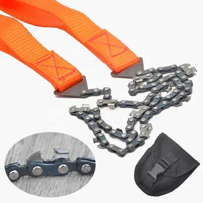 Produktbild von Handkettensäge Seilsäge Sägeseil 11 Zähne Manganstahl faltbar mit Tasche 140g