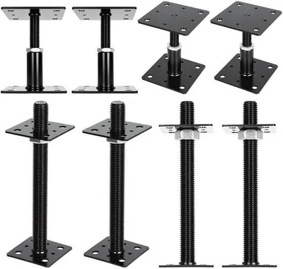 Productafbeelding van Verstelbare paalbeugel voor diverse buitentoepassingen, zwart, 30-250 mm, set van 4 stuks