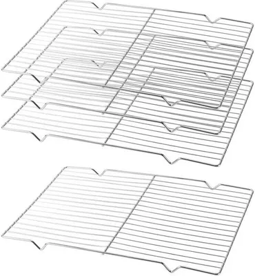 Produktbild von Geschirrständer 30 x 20 cm - Backrost - Küchenrost - Unterstützung - Grillrost - 4 Stück, rostfrei mit 1 cm Füßen - Backrost