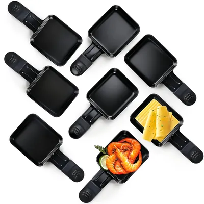 Raclette-Pfännchen Mini, antihaftbeschichtet, 8 Stück, schwarz