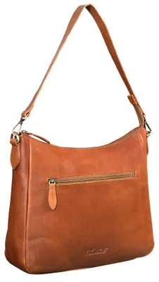 Produktbild von Benthill Damen Tasche Leder - Handtasche aus echtem Rindsleder - Umhängetasche mit Reißverschluss - Schultertasche / Ledertasche - Vintage Bag