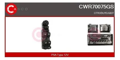Produktbild von CASCO CWR70075GS Fensterheberschalter passend für PEUGEOT 3008 SUV (M) Vorne Fensterheber Schalter