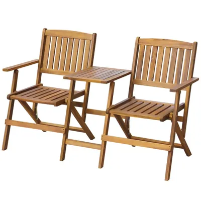 Immagine prodotto di The Living Store Panca da giardino pieghevole con tavolino da tè 140 cm in legno massiccio di acacia
