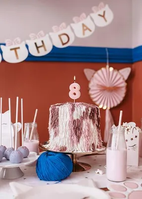 Zdjęcie produktu dla Świeczka urodzinowa Cyferka 8, różowa, 5,5cm