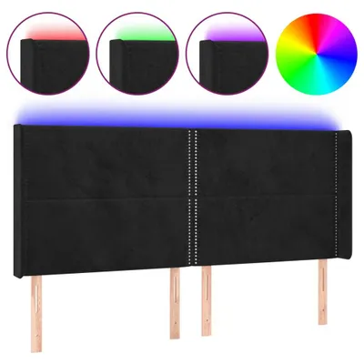 Image de vidaXL Tête de lit LED noir 183x16x118/128 cm velours
