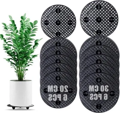 Produktbild von Pflanzenständer – 12-teilig – 20 cm / 30 cm – Kunststoff – Blumentopfständer mit Drainagegitter – Runde Blumentopfunterlagen – Untersetzer für drinnen und draußen