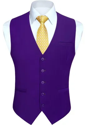 Obrázok produktu pre Pánska vesta, formálny štýl, vhodná na svadbu alebo inú oslavu, bavlna, jednotná farba, fialová, veľkosť 3XL