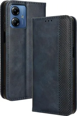 Produktbild von Motorola Moto G14 Hülle - Coverup Vintage Style Klapphülle - Blau