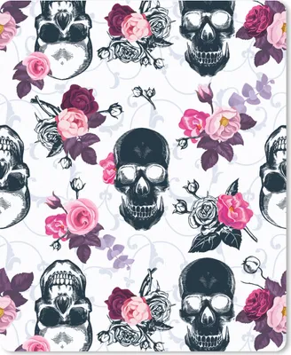 Produktbild von MuchoWow® Mauspad Mousepad Teens - Totenkopf - Rose - Muster 19x23 cm - Mousepads - Maus Mat - Pad - Mausunterlage - Mauspads - Spielen