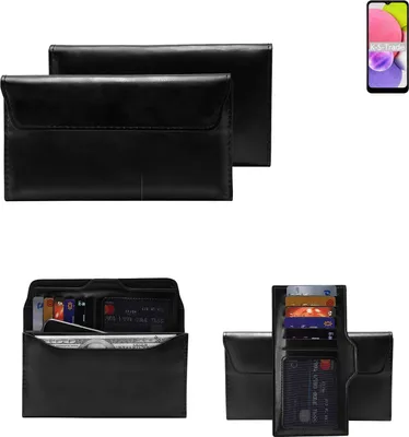 Produktbild von K-S-Trade Handy Hülle kompatibel mit Samsung Galaxy A03 Schutz Hülle Tasche Schutz Case Handytasche Kunstleder schwarz, 1x