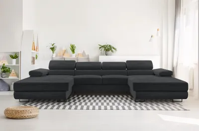 Produktbild von AX LIVING Dunkelgrau Sofa U Form mit Schlaffunktion – Arborio U 352 cm