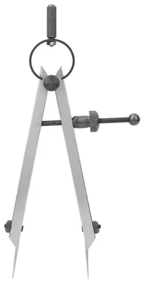 Produktbild von Zeichenkompass, leicht – Zweinadel-/Abstandskompass – Kohlenstoffstahl – Mechanische Markierung – Lederverarbeitung – 100 mm – Abstandslehre