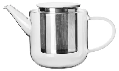 Zdjęcie produktu dla ASA Teekanne, mit weißem Henkel/Deckel 24,1 x 12,9 cm, h. 13,7 cm, 1,1 l., glas