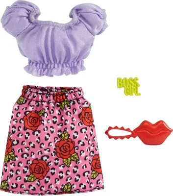 Produktbild von Barbie Fashionistas Moden-Sortiment mit Puppenkleidern, 1Outfit & 2Accessoires für Puppen, Puppenzubehörset, 3 Jahr(e), 10 g