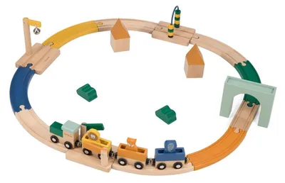 Produktbild von Trixie Holz-Eisenbahnset - Spielzeug Zugbahn mit Tieren und Zubehör