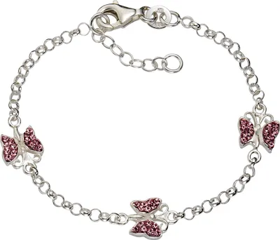 Produktbild von Zeeme for Kids Armband 925/- Sterling Silber 14/16cm weiß Kristall pink 299260046-16-1