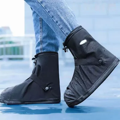 Produktbild von Regenstiefel wasserdichte Überschuhe mit Reflektor Rutschfester Schuhüberzug Outdoor Schuhüberzieher für Regen Schnee L(40-42)