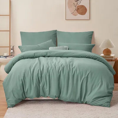 Produktbild von Bettwäsche-Set 240x260 cm 3-teilig Grün Mikrofaser