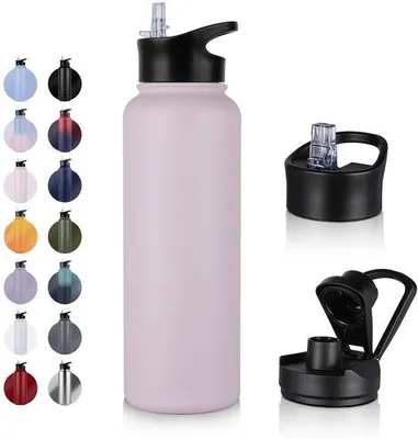 Obrázek produktu pro Izolační láhev Grasfaden 1,2 l, bez BPA, s ochranou proti úniku, vhodná pro kyselé nápoje, nerezová termoska s dvojitou stěnou a vakuovou izolací pro outdoorové aktivity, cestování, sport, školu, cyklistiku a fitness.