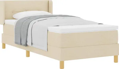 Zdjęcie produktu dla vidaXL Łóżko sprężynowe z materacem kremowe 190 x 90 cm poliester