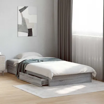 Immagine prodotto di Letto matrimoniale esclusivo con contenitore, finitura grigio Sonoma, dimensioni 80 x 200 cm, realizzato in legno composito