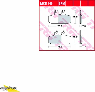 Produktbild von TRW Bremsbelagsatz MCB749SRM Atlantic 500 PT