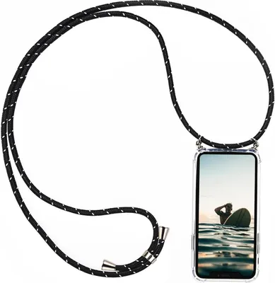 Produktbild von Handykette Schwarz/Weiss + Hülle für Samsung Galaxy S8 Schutzhülle mit Trage Band Kordel Schnur Case zum umhängen